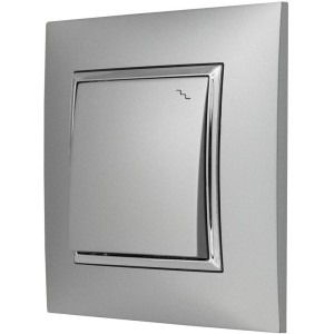 Włącznik Światła Schodowy W Ramce Ospel Aria Srebrny Srebro