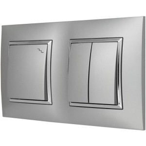 Włącznik Światła Podwójny Schodowy W Ramce Ospel Aria Srebrny Srebro