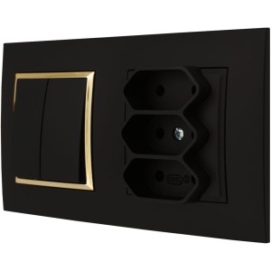 Gniazdo Potrójne Z Włącznikiem Podwójnym Czarny Ospel Aria