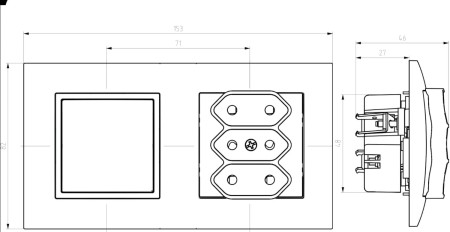 Gniazdo Potrójne Z Włącznikiem Podwójnym Czarny Ospel Aria