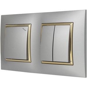 Włącznik Światła Podwójny Schodowy W Ramce Ospel Aria Srebrny Złoty
