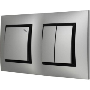 Włącznik Światła Podwójny I Schodowy W Ramce Ospel Aria Srebrny Czarny