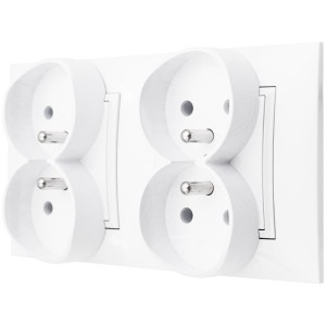 Gniazdo Poczwórne Pokojowe Ścienne Biały Aria