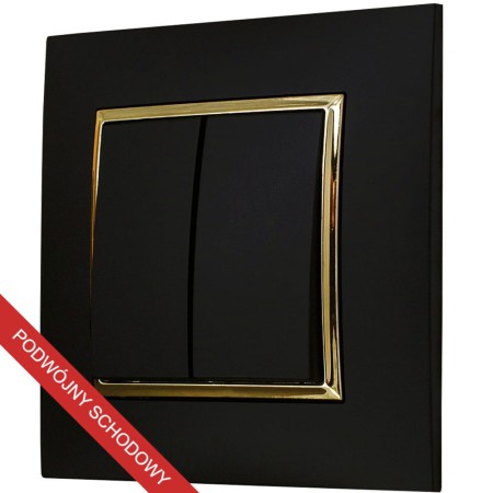 Włącznik Schodowy Podwójny Ospel Aria Z Ramką Czarny/Złoty