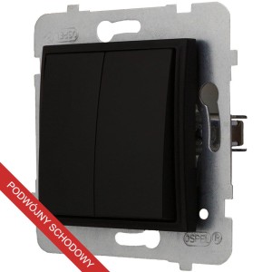 Włącznik Światła Podwójny Schodowy Ospel Aria Czarny