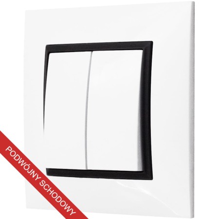 Włącznik Światła Podwójny Schodowy Biały Czarny Ospel Aria