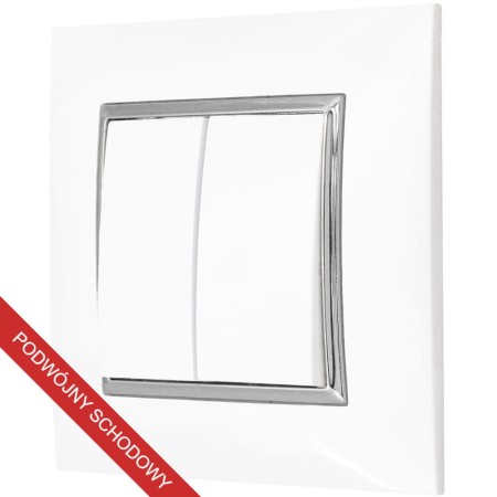 Włącznik Schodowy Podwójny Ospel Aria Biały Srebro