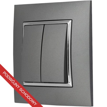 Włącznik Światła Podwójny Schodowy Szary Srebro