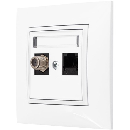Gniazdo Rj45/Tv(F) Z Ramką Ospel Aria Biały