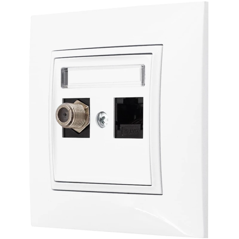 Gniazdo Rj45/Tv(F) Z Ramką Ospel Aria Biały