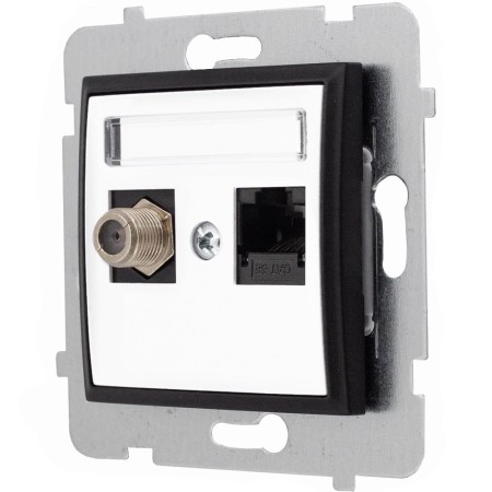 Gniazdo Rj45/Tv(F) Bez Ramki Ospel Aria Biały/Czarny