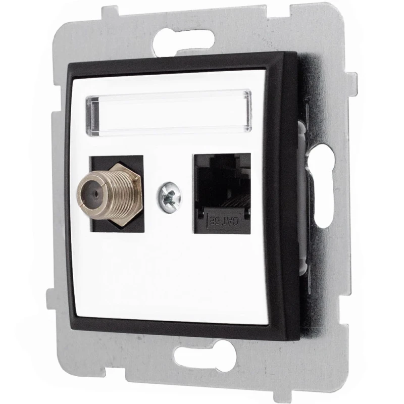 Gniazdo Rj45/Tv(F) Bez Ramki Ospel Aria Biały/Czarny