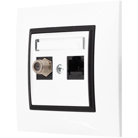 Gniazdo Rj45/Tv(F) Z Ramką Ospel Aria Biały/Czarny