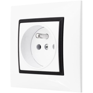 Gniazdo Pojedyncze Gniazdko Elektryczne Ospel Aria Białe Czarny