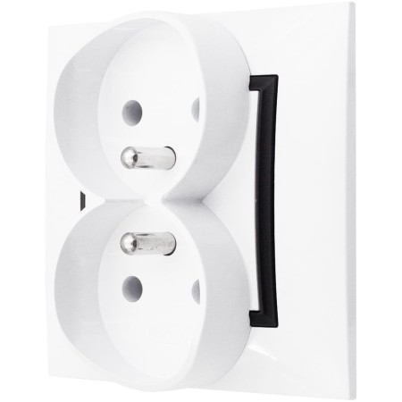 Gniazdo Podwójne Z Uziemieniem Ospel Aria Gniazdko Białe Czarny