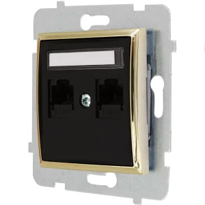 Moduł Czarny / Złoty Bez Ramki Gniazdo Internetowe Ospel Aria