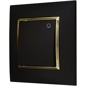 Przycisk Dzwonkowy Z Ramką Czarny / Złoty Seria Aria