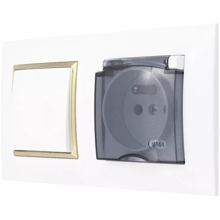 Gniazdo Włącznik Do Łazienki Gniazdko Łazienkowe Biały Złoty