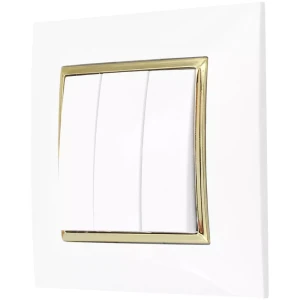 Włącznik Potrójny Z Ramką Ospel Aria Biały/Złoty
