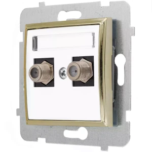 Moduł Biały / Złoty Bez Ramki Gniazdo Antenowe 2X Ospel Aria