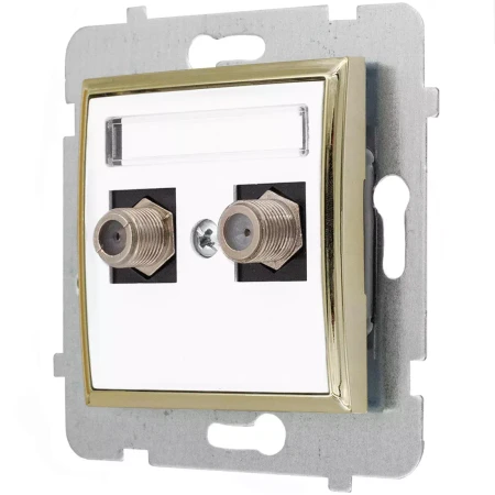 Moduł Biały / Złoty Bez Ramki Gniazdo Antenowe 2X Ospel Aria