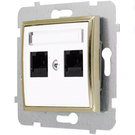 Moduł Biały / Złoty Bez Ramki Gniazdo Internetowe