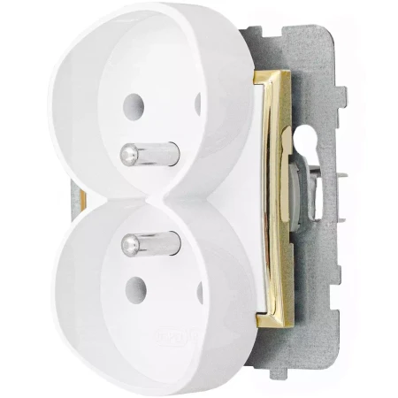 Ospel Aria Gniazdo Podwójne Bez Ramki Biały / Złoty