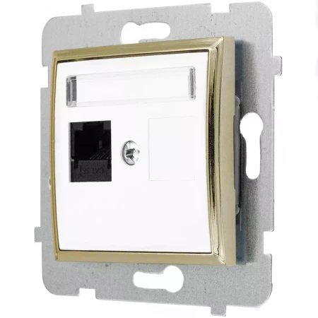 Moduł Biały / Złoty Bez Ramki Internetowe Rj45 1X Ospel Aria