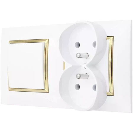 Gniazdo Z Włącznikiem Do Sypialni Biały Złoty