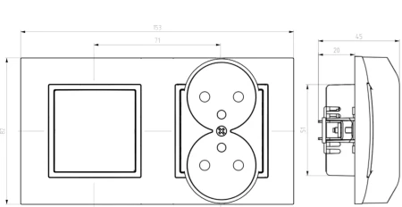 Gniazdo Podwójne Z Włącznikiem Podwójnym Ospel Aria Biały Złoty