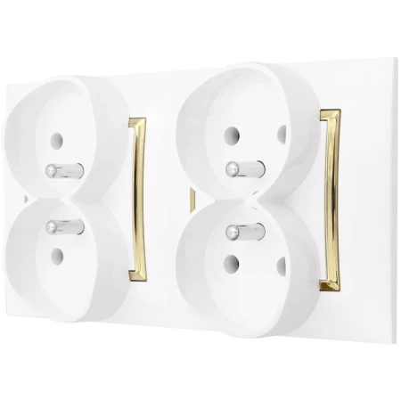 Gniazdo Poczwórne Pokojowe Ścienne Biały Złoty Ospel Aria