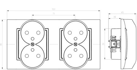 Gniazdo Poczwórne Pokojowe Ścienne Biały Złoty Ospel Aria