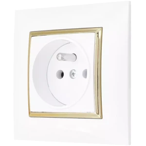 Gniazdo Pojedyncze Kontakt Elektryczny Ospel Aria Biały / Złoty