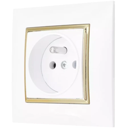 Gniazdo Pojedyncze Kontakt Elektryczny Ospel Aria Biały / Złoty