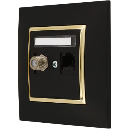 Gniazdo Rj45/Tv(F) Z Ramką Aria Czarny/Złoto