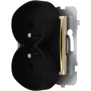 Ospel Aria Gniazdo Podwójne Bez Ramki Czarny / Złoty