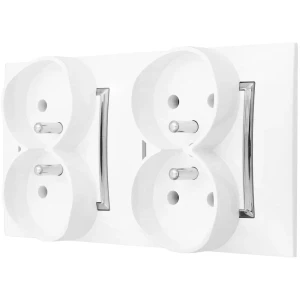 Gniazdo Poczwórne Pokojowe Ścienne Biały Srebro Ospel Aria