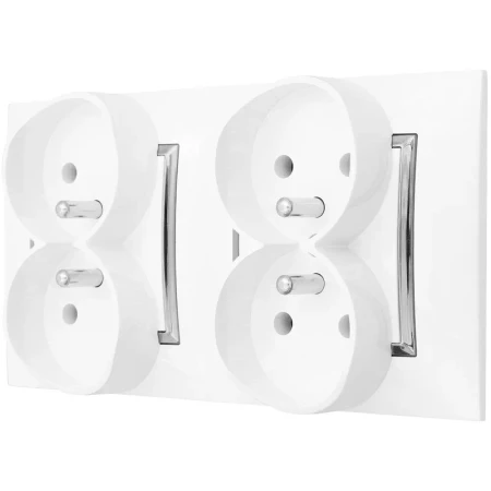 Gniazdo Poczwórne Pokojowe Ścienne Biały Srebro Ospel Aria