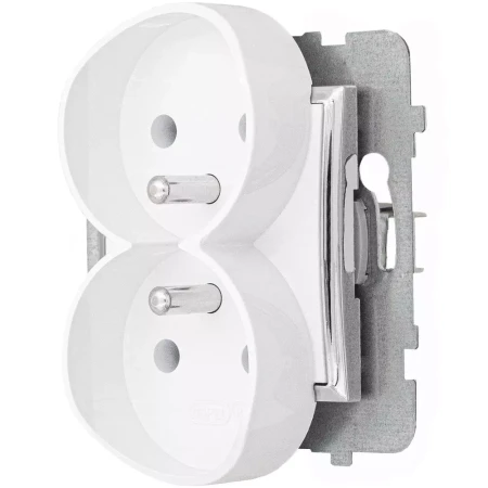 Moduł Biały / Srebro Bez Ramki Gniazdo Podwójne Ospel Aria