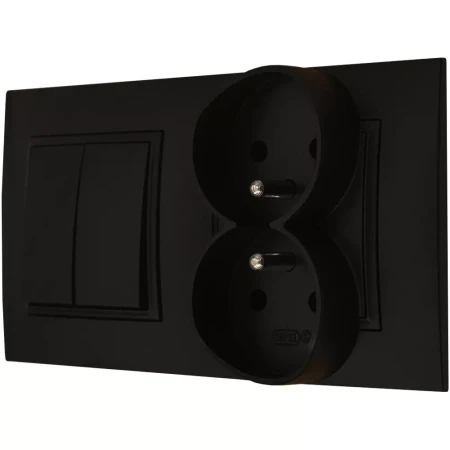 Gniazdo Podwójne Z Włącznikiem Podwójnym Do Sypialni Czarny Ospel Aria