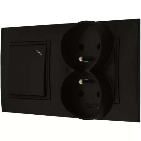 Gniazdo Podwójne Z Włącznikiem Schodowym Czarny Ospel Aria