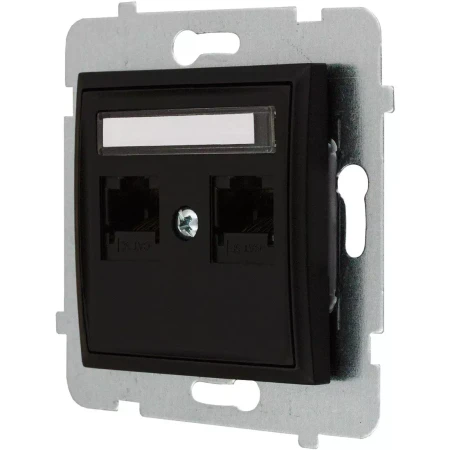 Moduł Czarny Bez Ramki Gniazdo Internetowe 2X Ospel Aria