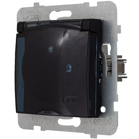 Gniazdo Pojedyncze Ip44 Z Bolcem Ospel Aria Czarne