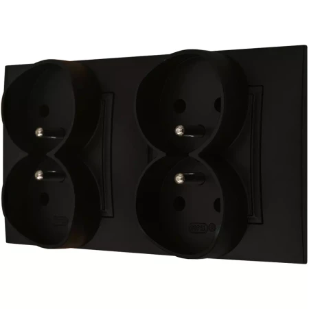 Gniazdo Kuchenne Gniazdko Czarne 2X Podwójne Ospel Aria