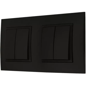 Dwa Włączniki Podwójne W Ramce Ospel Aria Czarne Ścienne