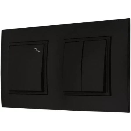 Włącznik Podwójny I Schodowy W Ramce Czarny Ospel Aria