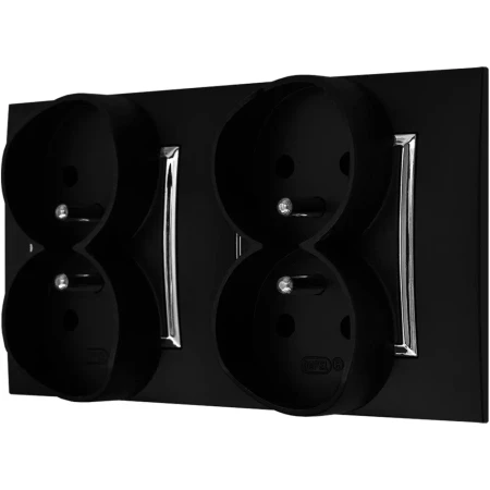 Gniazdo Poczwórne Pokojowe Ścienne Czarny Srebro Ospel Aria