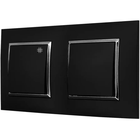 Włącznik Światła Pojedynczy I Krzyżowy W Ramce Czarny Srebrny Ospel Aria