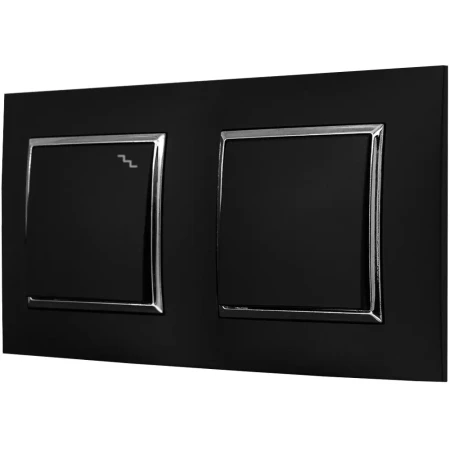 Włącznik Światła Pojedynczy I Schodowy W Ramce Czarny Srebrny Ospel Aria