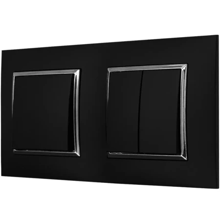 Włącznik Światła Pojedynczy I Podwójny W Ramce Czarny Srebrny Ospel Aria